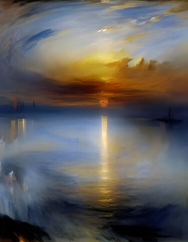 Digitale Kunst mit dem Titel "Sunset #8" von Kyozai, Original-Kunstwerk, KI-generiertes Bild