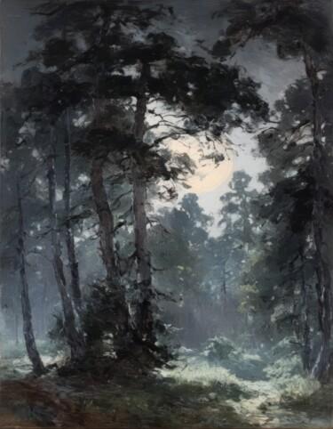 Artes digitais intitulada "Moonlit Forest" por Kyozai, Obras de arte originais, Imagem gerada por IA