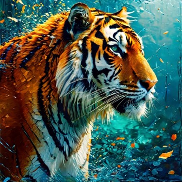 Digital Arts titled "L'instinct du Tigre…" by Kyrielle Fantasy, Original Artwork, Watercolor
