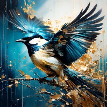 数字艺术 标题为“Bel Oiseau messager…” 由Kyrielle Fantasy, 原创艺术品, AI生成的图像