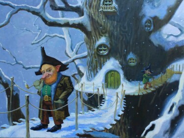 Painting titled "gnomes pirates" by Kyrylo Bondarenko, Original Artwork, Oil