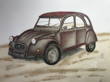 Peinture intitulée "2CV" par Laurence Canicave, Œuvre d'art originale, Collages Monté sur Châssis en bois