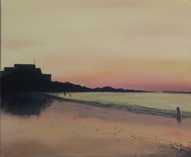 Pittura intitolato "«Saint-Malo plage»" da Laetitia Meulensteen Voutat, Opera d'arte originale, Acrilico