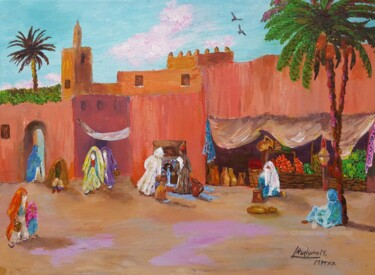 Pintura titulada "Old Moroccan Street" por L'Orientaliste, Obra de arte original, Acrílico