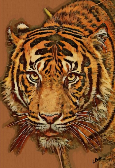 Arte digitale intitolato "Mirada Bang - Tiger…" da L.Roche, Opera d'arte originale, Lavoro digitale 2D