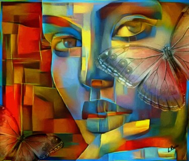 Digital Arts titled "Lady Mariposa - Mix…" by L.Roche, Original Artwork, Acrylic