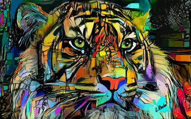 Arte digital titulada "Graffi Tiger - 80x…" por L.Roche, Obra de arte original, Acrílico