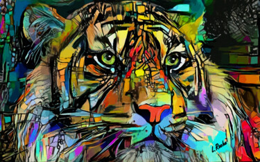 Arts numériques intitulée "Graffi Tiger - 80x…" par L.Roche, Œuvre d'art originale, Acrylique