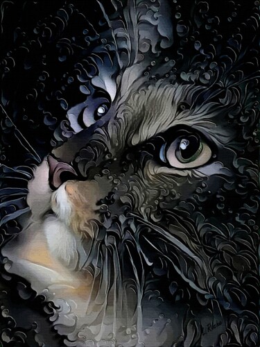Digital Arts titled "El Divino, cat" by L.Roche, Original Artwork, Acrylic