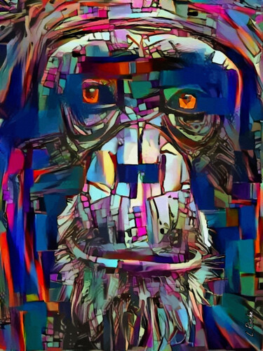 Digital Arts titled "Monkky - techniques…" by L.Roche, Original Artwork, Acrylic