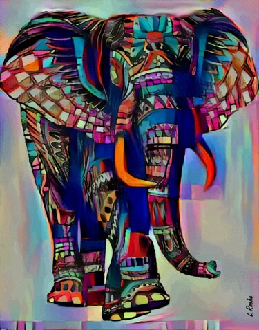 Digital Arts titled "Elefante sagrado -…" by L.Roche, Original Artwork, Ink