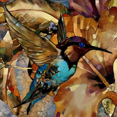 Digitale Kunst mit dem Titel "Colibri Ambar" von L.Roche, Original-Kunstwerk, Acryl
