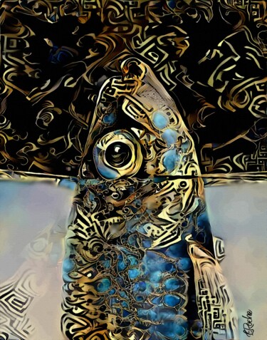 Digitale Kunst mit dem Titel "Poisson gourmet" von L.Roche, Original-Kunstwerk, Acryl