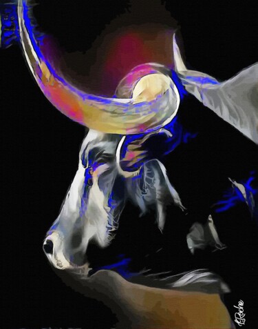 Arts numériques intitulée "Taureau prestige -…" par L.Roche, Œuvre d'art originale, Acrylique