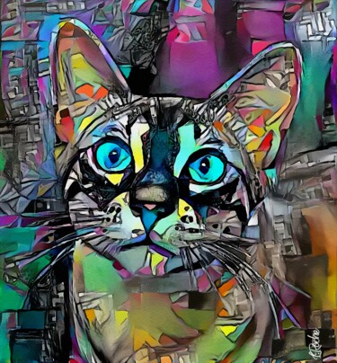 Digital Arts titled "Friskito - cat, mix…" by L.Roche, Original Artwork, Acrylic