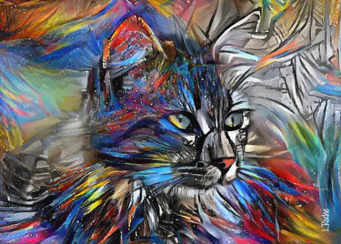 Digital Arts titled "Rafael, cat - Mix m…" by L.Roche, Original Artwork, Acrylic