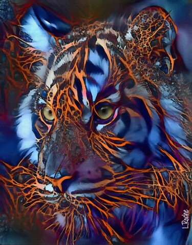 Digitale Kunst getiteld "Sangre de Tigre" door L.Roche, Origineel Kunstwerk, Acryl