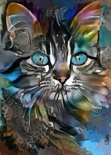 Arts numériques intitulée "Ardelia cat- Mix me…" par L.Roche, Œuvre d'art originale, Acrylique