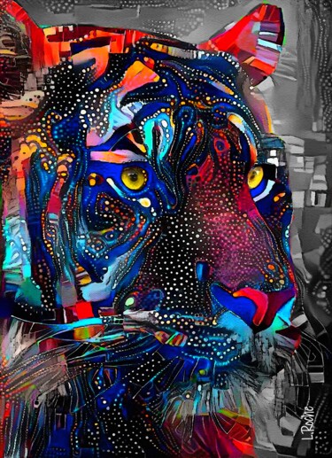 Arte digital titulada "Santo, Tiger  - Mix…" por L.Roche, Obra de arte original, Acrílico