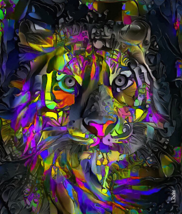 Digital Arts titled "Tiger Disco" by L.Roche, Original Artwork, Acrylic