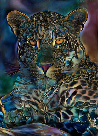Digital Arts titled "Laria, leopard" by L.Roche, Original Artwork, Acrylic