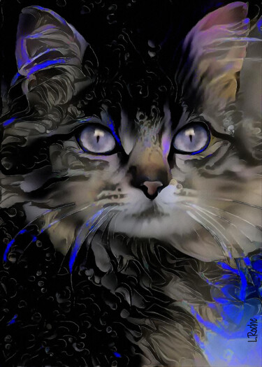 Arts numériques intitulée "Mikki, cat - Mix me…" par L.Roche, Œuvre d'art originale, Acrylique
