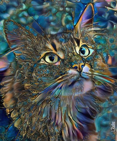 Digital Arts titled "Karmelio, cat - Mix…" by L.Roche, Original Artwork, Acrylic