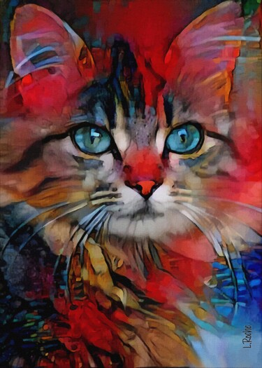 Pittura intitolato "Mimosin, cat" da L.Roche, Opera d'arte originale, Lavoro digitale 2D