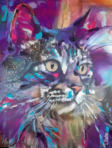 Arte digitale intitolato "Zorak, cat - Mix me…" da L.Roche, Opera d'arte originale, Acrilico