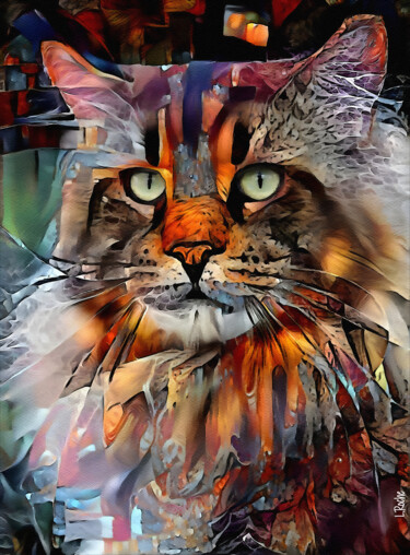 Digital Arts titled "Zikkan, cat" by L.Roche, Original Artwork, Acrylic