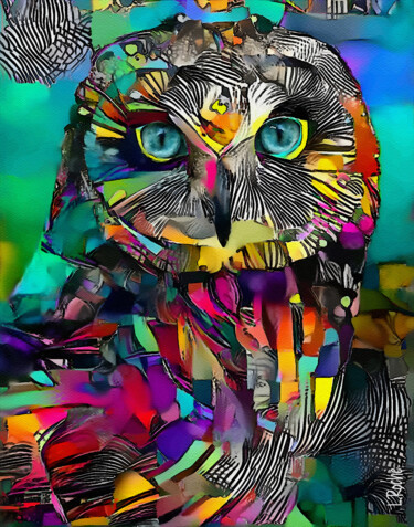 Arte digitale intitolato "Syboo, owl" da L.Roche, Opera d'arte originale, Lavoro digitale 2D