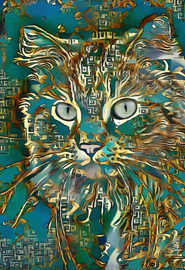 Grafika cyfrowa / sztuka generowana cyfrowo zatytułowany „Dangelo, cat” autorstwa L.Roche, Oryginalna praca, Akryl