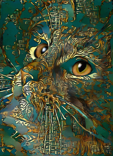 Arts numériques intitulée "Ezgy, cat" par L.Roche, Œuvre d'art originale, Acrylique
