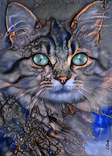 Digital Arts titled "Aslyn, cat" by L.Roche, Original Artwork, Acrylic