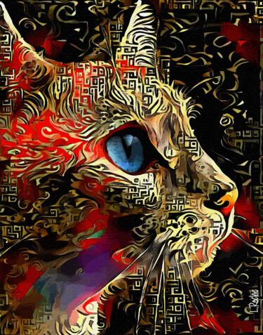 Arts numériques intitulée "Flame, cat" par L.Roche, Œuvre d'art originale, Acrylique