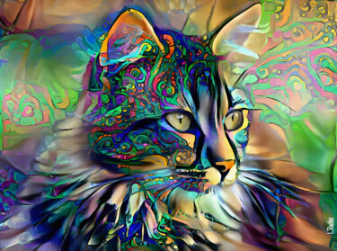 Digital Arts titled "Kalyn, cat" by L.Roche, Original Artwork, Acrylic