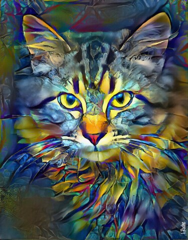 Цифровое искусство под названием "Turgaï, cat" - L.Roche, Подлинное произведение искусства, Акрил