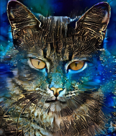Digitale Kunst mit dem Titel "Nigel, cat" von L.Roche, Original-Kunstwerk, Acryl