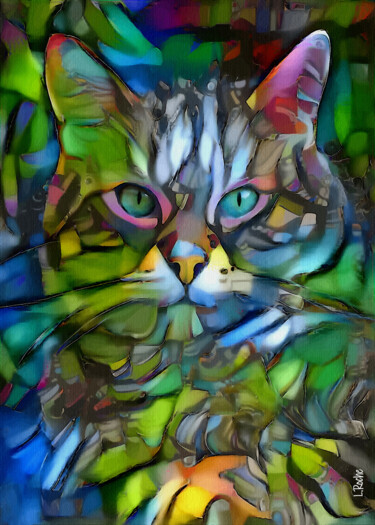 Digital Arts με τίτλο "Najy, cat" από L.Roche, Αυθεντικά έργα τέχνης, Ακρυλικό