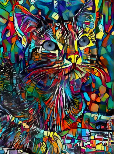 Arts numériques intitulée "Eloy, cat" par L.Roche, Œuvre d'art originale, Acrylique