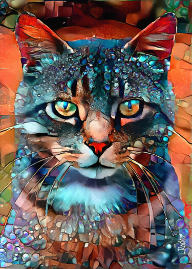 Digitale Kunst mit dem Titel "Calysto, cat" von L.Roche, Original-Kunstwerk, Acryl
