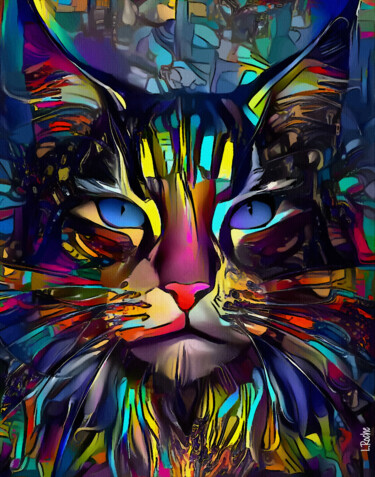 Digital Arts titled "Hannes, cat" by L.Roche, Original Artwork, Acrylic