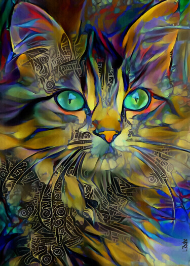 Digitale Kunst getiteld "Sonny Jr., cat" door L.Roche, Origineel Kunstwerk, Acryl
