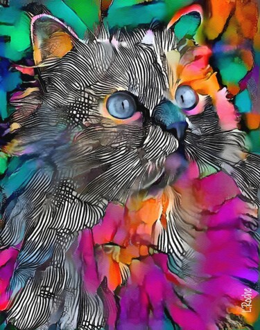 Digital Arts με τίτλο "Albay, cat" από L.Roche, Αυθεντικά έργα τέχνης, Ακρυλικό
