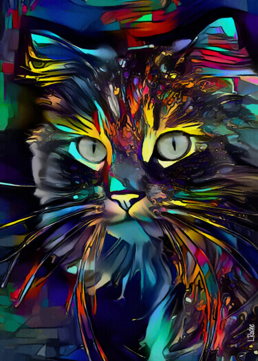 Digital Arts titled "Lonys, cat" by L.Roche, Original Artwork, Acrylic