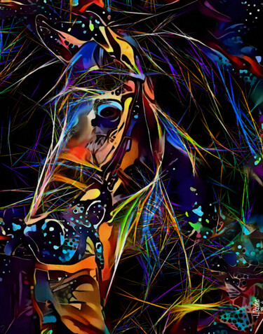 Digitale Kunst getiteld "Monture cosmique" door L.Roche, Origineel Kunstwerk, Acryl