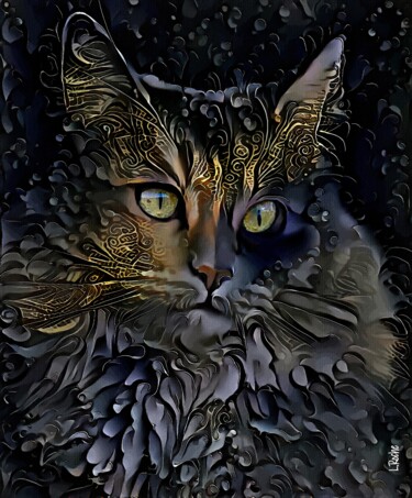 Digitale Kunst getiteld "Shadow, cat" door L.Roche, Origineel Kunstwerk, Acryl