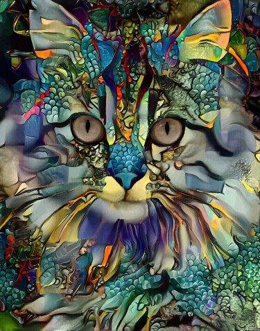Arts numériques intitulée "Manty, cat" par L.Roche, Œuvre d'art originale, Acrylique