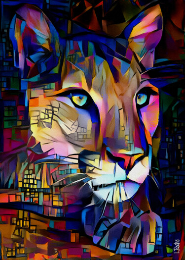Digital Arts titled "Puma city lights" by L.Roche, Original Artwork, Acrylic