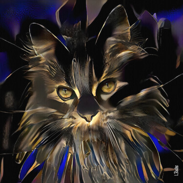 Digitale Kunst mit dem Titel "Borja, cat" von L.Roche, Original-Kunstwerk, 2D digitale Arbeit